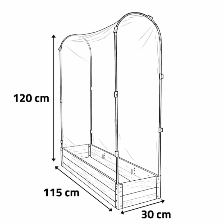 Carré potager tomate en bois de sapin avec housse PVC - 115x30x120cm
