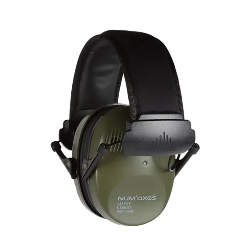 Casque atténuation anti bruit 2 micros son stéréo avec cable jack kaki