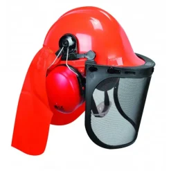 Casque forestier complet homme orange - Protection intégrale avec visière et anti-bruit