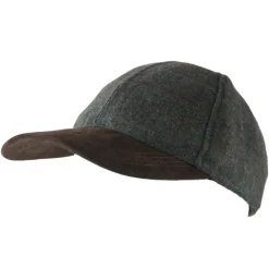 Casquette à carreaux réglable laine polyester kaki marron T58