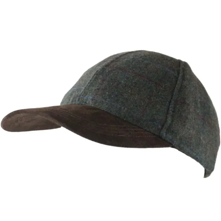 Casquette à carreaux réglable laine polyester kaki marron T58
