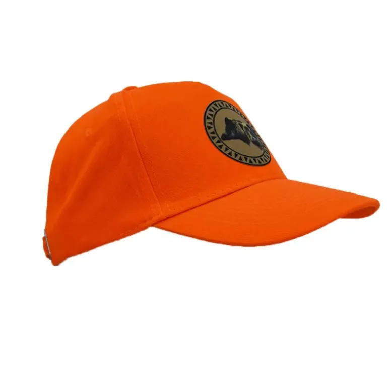 Casquette réglable visière pré corubée sanglier coton orange