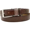 Ceinture Marron Synthétique Boucle Métallique Résistante 125 cm