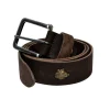 Ceinturon cuir marron avec sanglier décoratif