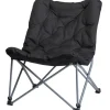 Chaise de camping pliable gris foncé avec coussin Oxford 600D