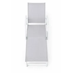Chaise longue aluminium blanche 175x66cm en toile textilène
