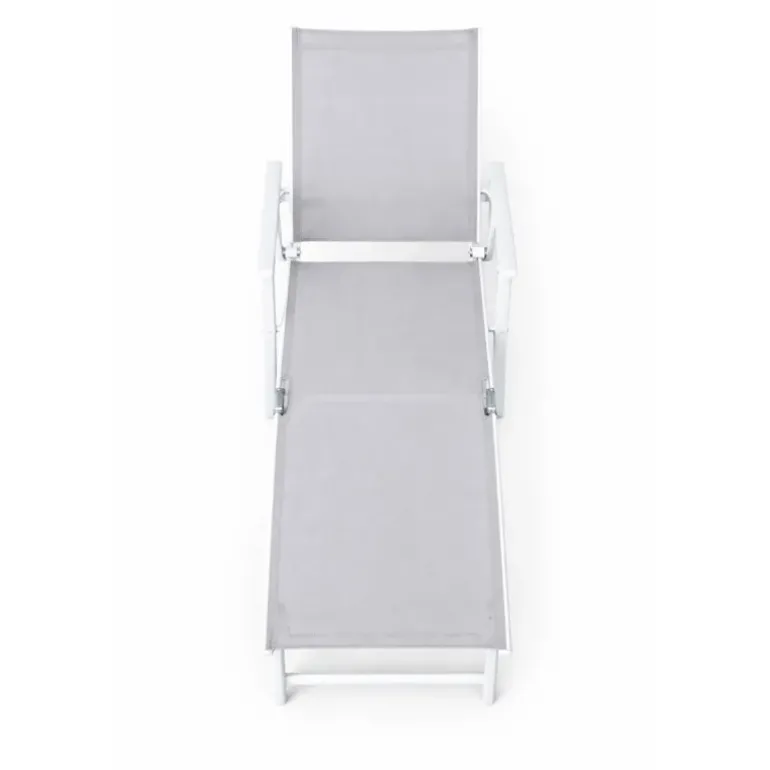 Chaise longue aluminium blanche 175x66cm en toile textilène