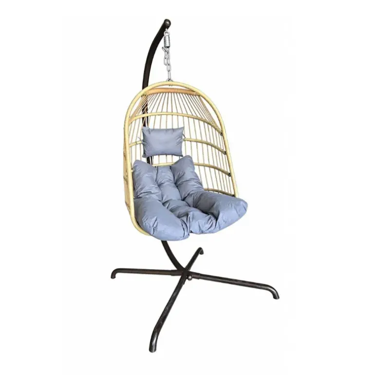 Chaise suspendue 4 pieds en acier avec coussin polyester - Design pliant et détente