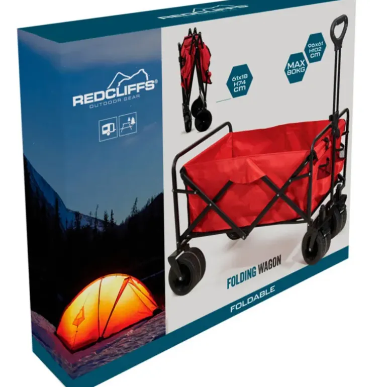 Chariot de transport pliable robuste 96x61x102 cm - Charge 80 kg - Roues freinables 7x4 pouces