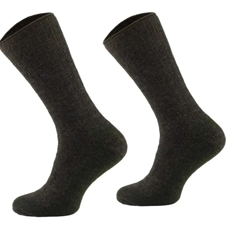 Chaussettes mérino kaki non-comprimantes 80% laine 15% polyamide