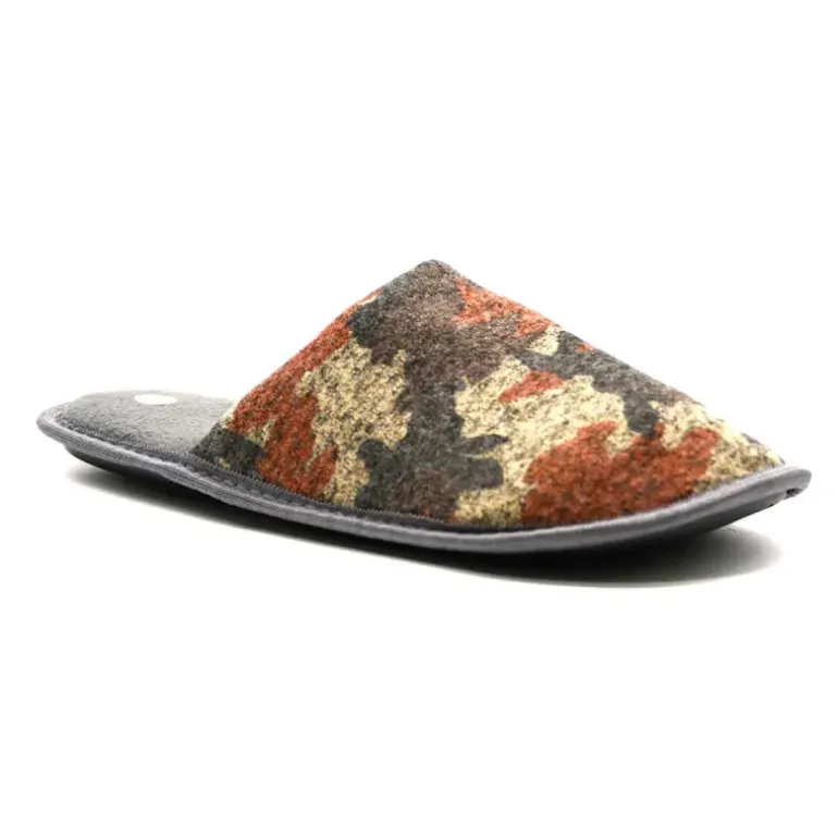 Chaussons camo homme textime doux brun vert orange 41/42 à 45/46