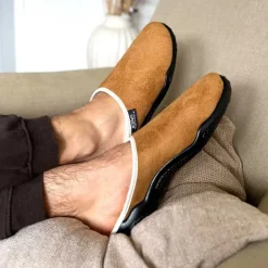 Chaussons Mules Fourrées Doudou Marron Airplum
