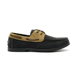 Chaussures bateau confort synthétique noir et beige 40 à 46