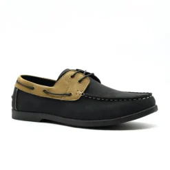 Chaussures bateau confort synthétique noir et beige 40 à 46