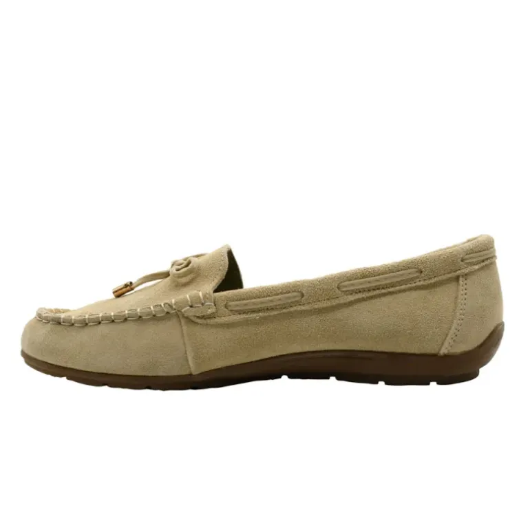 Chaussures bateau facile à enfiler femme cuir beige de 36 à 41