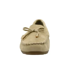 Chaussures bateau facile à enfiler femme cuir beige de 36 à 41