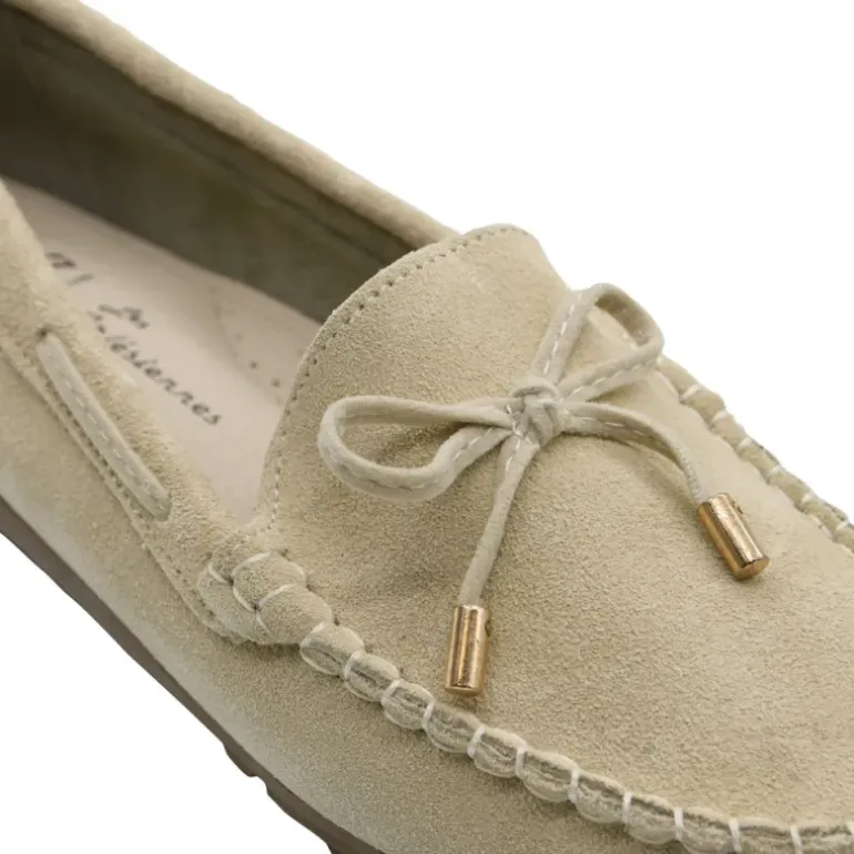 Chaussures bateau facile à enfiler femme cuir beige de 36 à 41