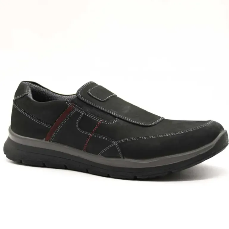 Chaussures sans lacets Drill noir cuir souple imperméable