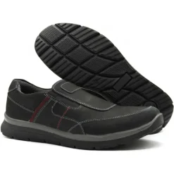 Chaussures sans lacets Drill noir cuir souple imperméable