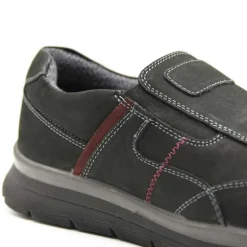 Chaussures sans lacets Drill noir cuir souple imperméable