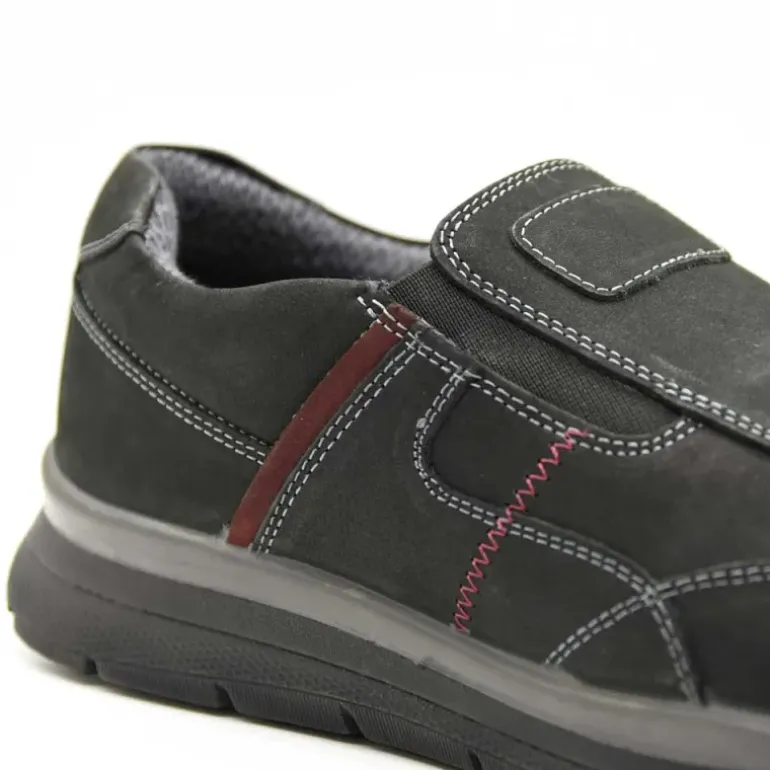 Chaussures sans lacets Drill noir cuir souple imperméable
