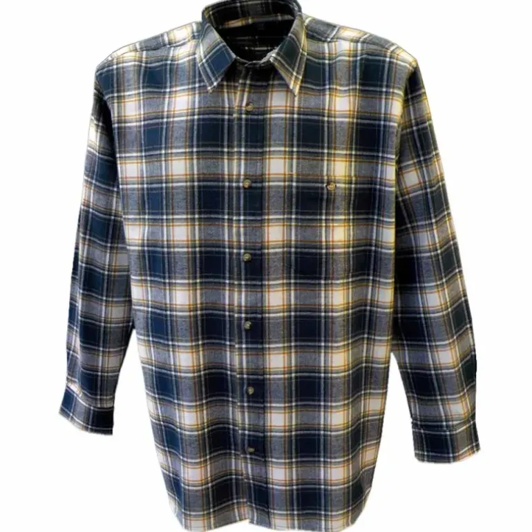 Chemise à carreaux Dolty flanelle coton bleu beige S à 4XL
