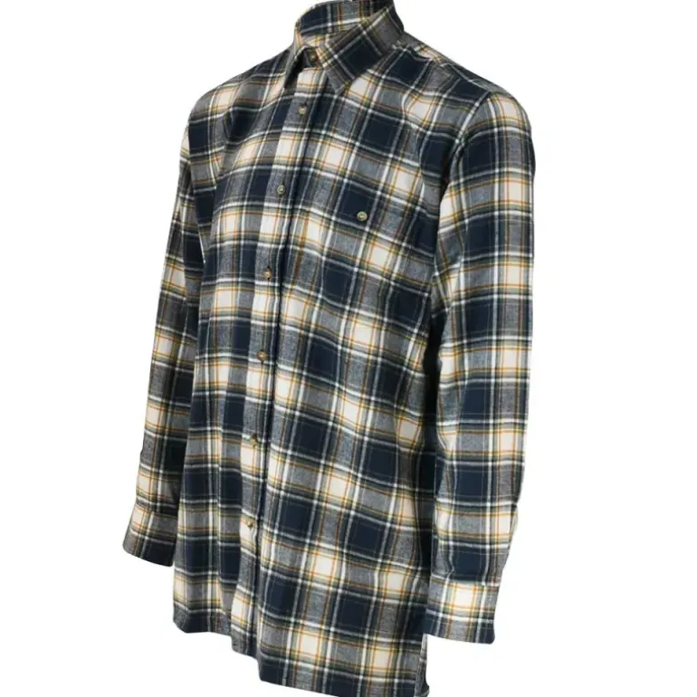 Chemise à carreaux Dolty flanelle coton bleu beige S à 4XL