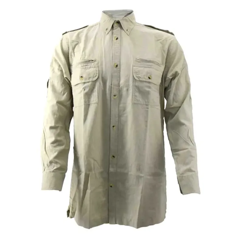Chemise Authentic multipoches boutons coton beige S à 3XL