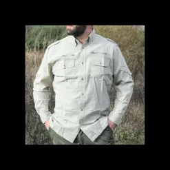 Chemise Authentic multipoches boutons coton beige S à 3XL
