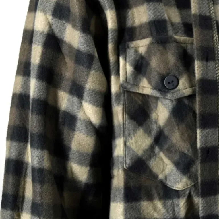 Chemise chasse chaude à carreaux 2 poches polyester kaki M à 3XL