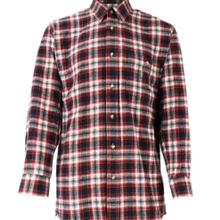 Chemise droite longue à carreaux bordeaux coton S à 4XL