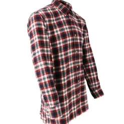 Chemise droite longue à carreaux bordeaux coton S à 4XL