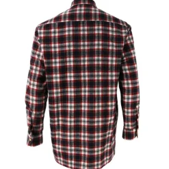 Chemise droite longue à carreaux bordeaux coton S à 4XL