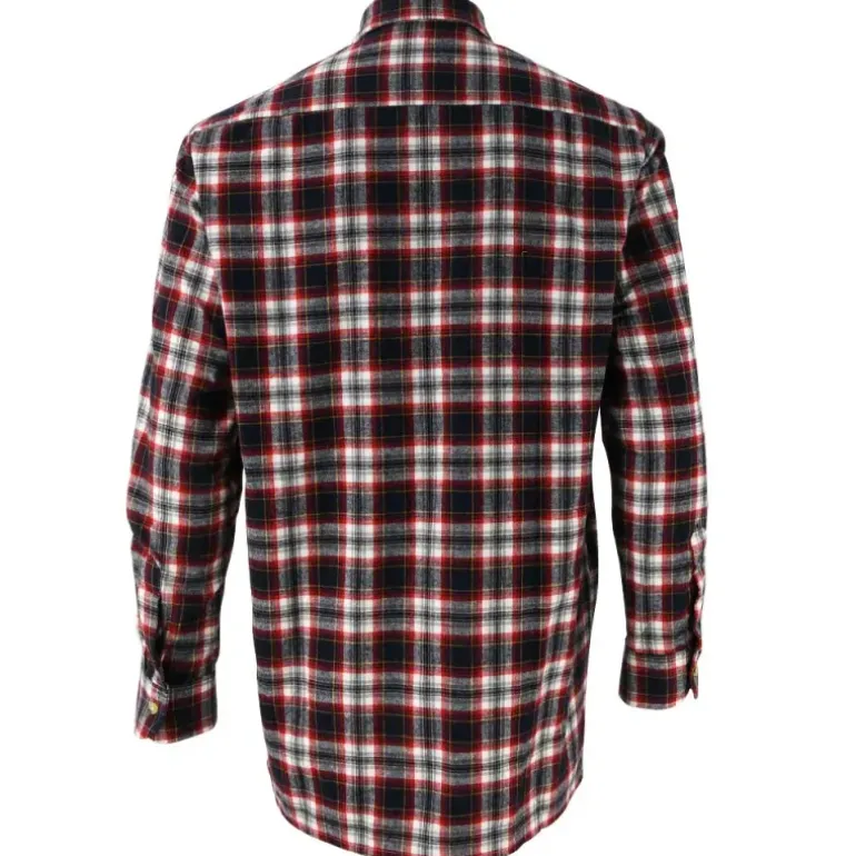 Chemise droite longue à carreaux bordeaux coton S à 4XL