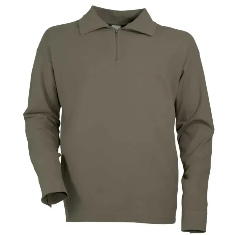 Chemise F1 coton kaki 240g/m2 col zippé poignets boutonnés