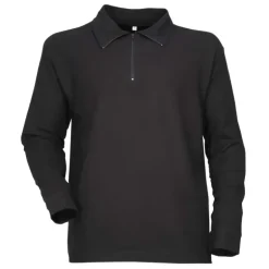 Chemise F1 coton noir 240g/m2 col zippé poignets boutonnés