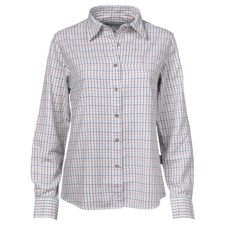 Chemise femme élégante carreaux coton ocre XS à 2XL