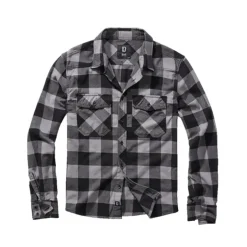 Chemise Homme à Carreaux Noire et Grise Brandit® - Flanelle 100% Coton
