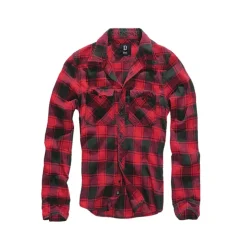 Chemise Homme à Carreaux Rouge et Noire Brandit® - Flanelle 100% Coton Manches Longues