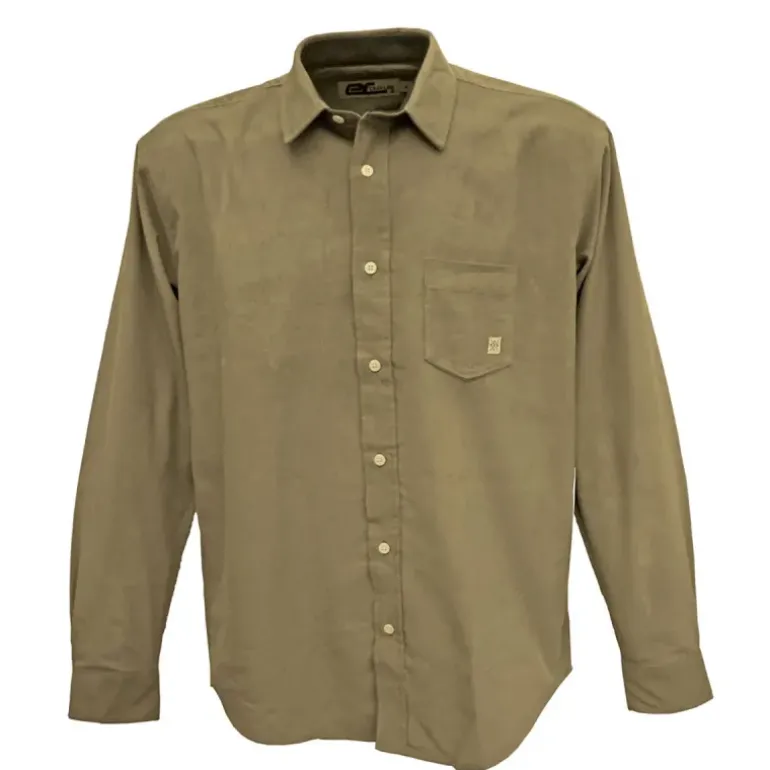 Chemise homme en velours vert Uli - Manches longues - 100% coton