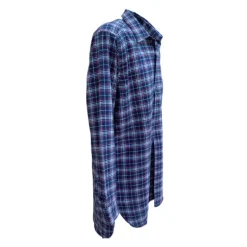 Chemise homme long pan Tierce en flanelle bleue - Manches longues
