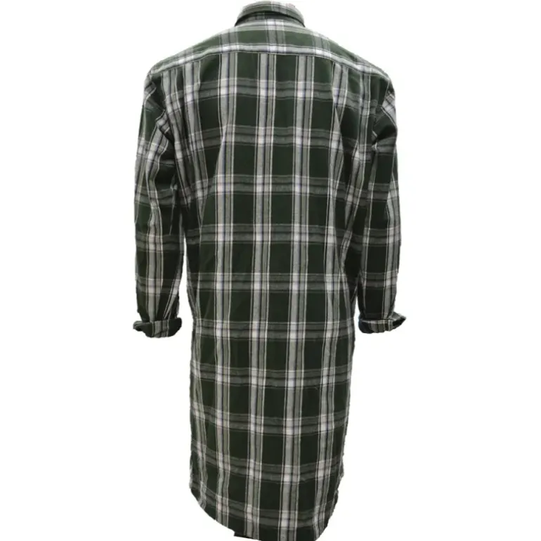 Chemise long pan à carreaux boutons coton flanelle vert M à 5XL