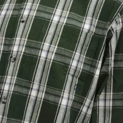 Chemise long pan à carreaux boutons coton flanelle vert M à 5XL