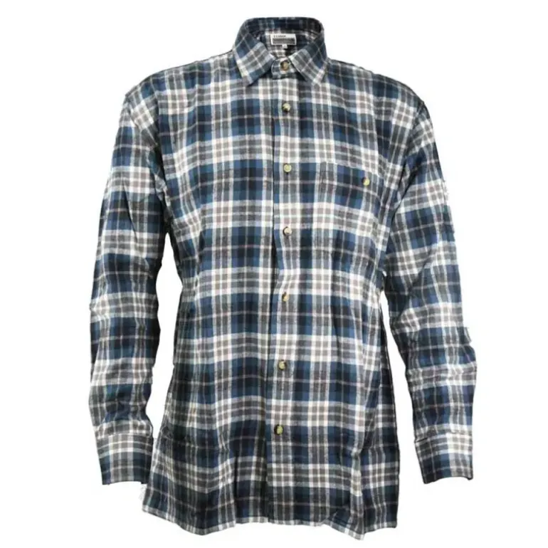 Chemise longue à carreaux bleu Chevron taille L à 2XL