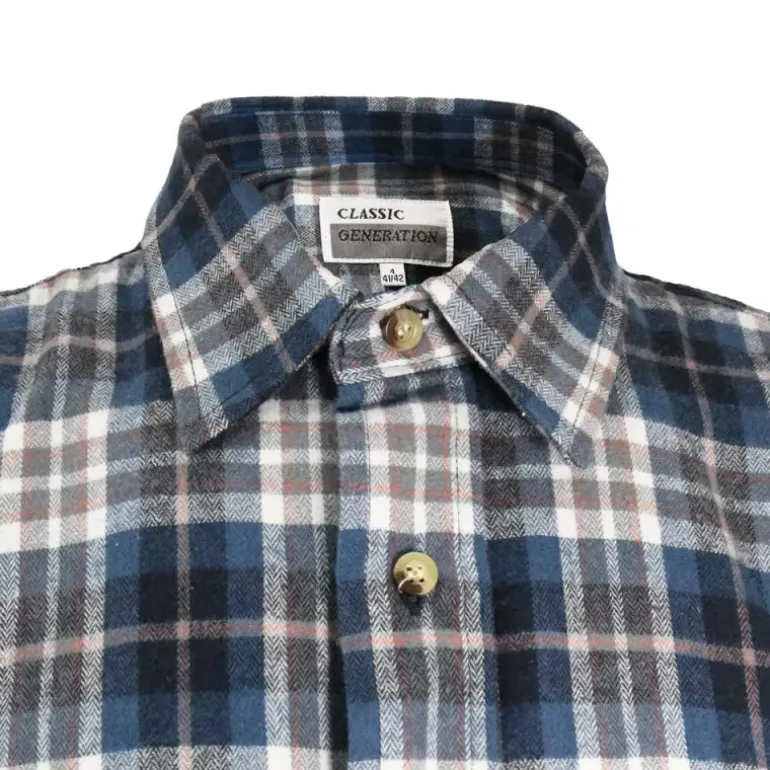Chemise longue à carreaux bleu Chevron taille L à 2XL