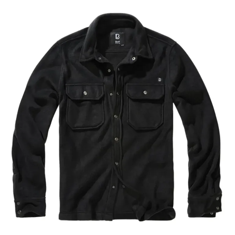 Chemise polaire homme Jeff Brandit® noire - Manches longues