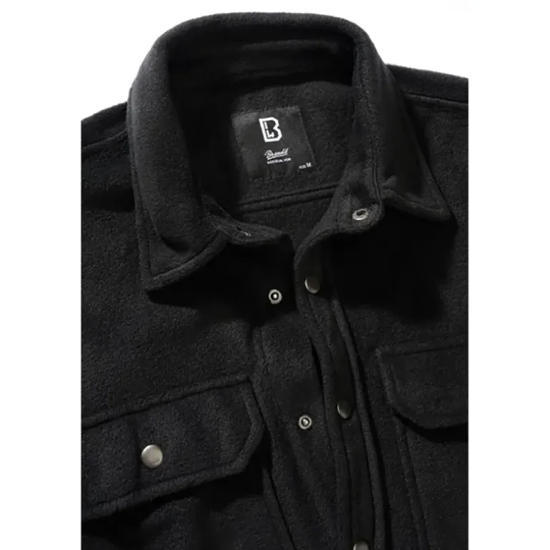 Chemise polaire homme Jeff Brandit® noire - Manches longues