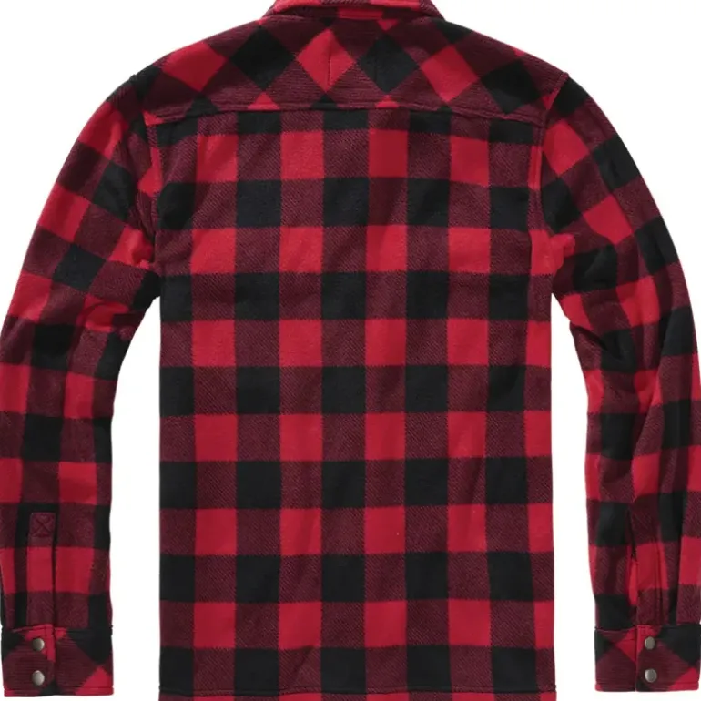 Chemise polaire homme Jeff Brandit® - Rouge et noire - Manches longues