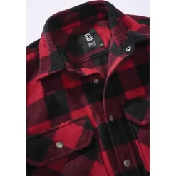 Chemise polaire homme Jeff Brandit® - Rouge et noire - Manches longues