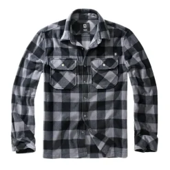 Chemise polaire homme manches longues Jeff Brandit® - Gris et noir